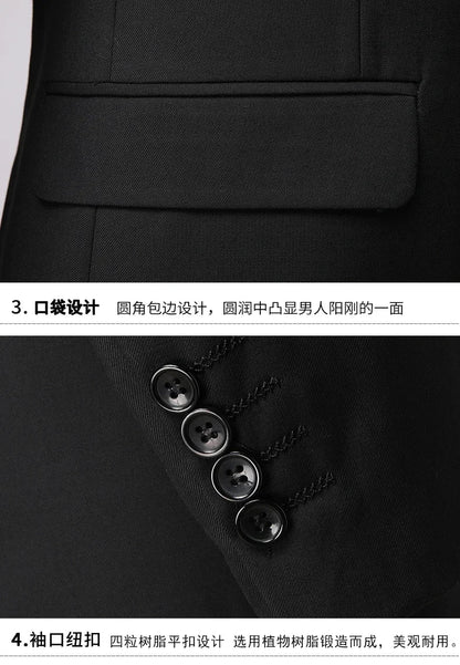 Blazer New Men's Fashion Business Solid Color British Style Professional Work Groom Wedding Dress Best Man Blazer Jacket
