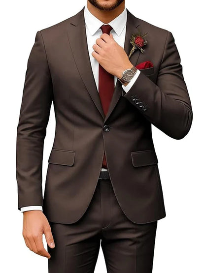 Men's 2-Piece Velour Suit – Slim Fit Blazer and Pants for Wedding, Prom & Formal Occasions