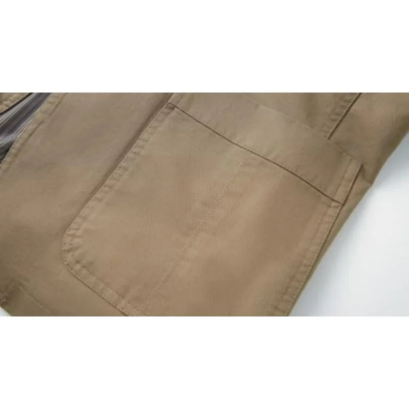 Blazer Man Retro Turn Down Collar Single-breasted Men Suit Coat Loose Pocket Long Sleeve Versatile Male Casual Outerwear