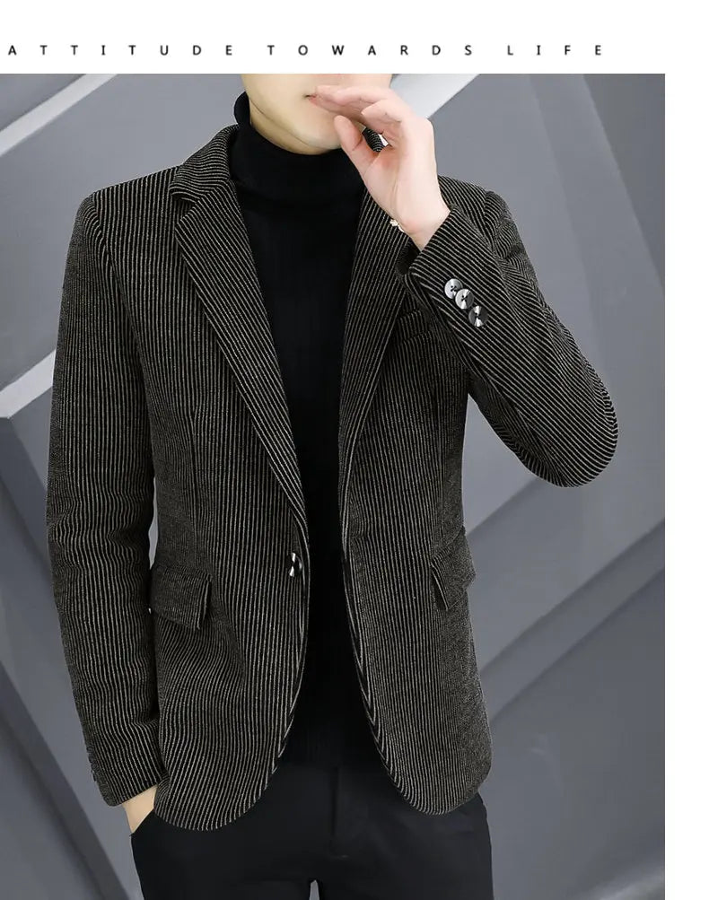 Blazer Autumn and Winter Men Fashionable Outdoor Wedding Slimming Business Casual Korean Version Golden Mink Velvet Girl Blazer