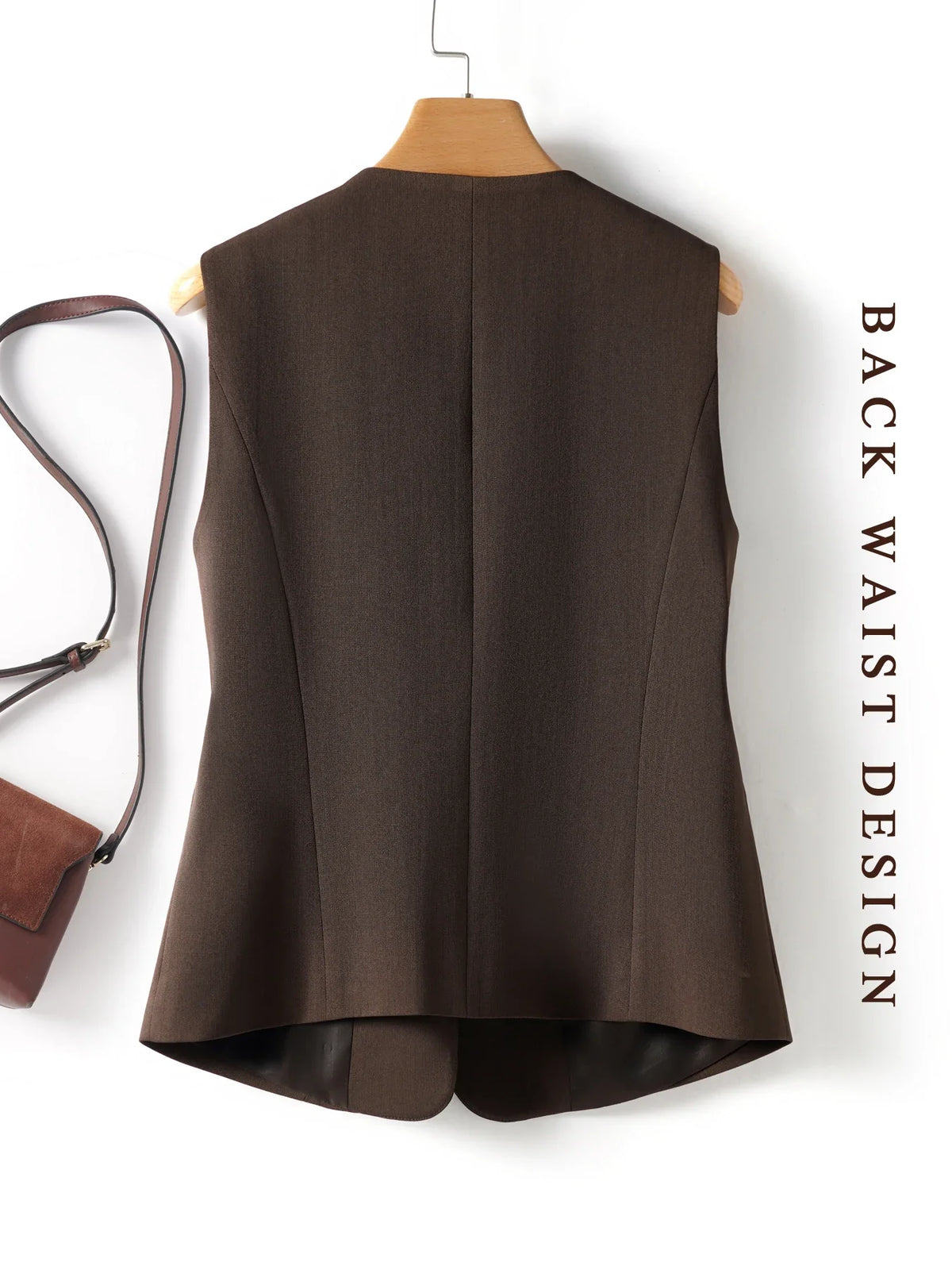 Whitevneck Short Vest for Women Spring & Fall Single-Breasted Slim Workplace Elegant Fashionable Top