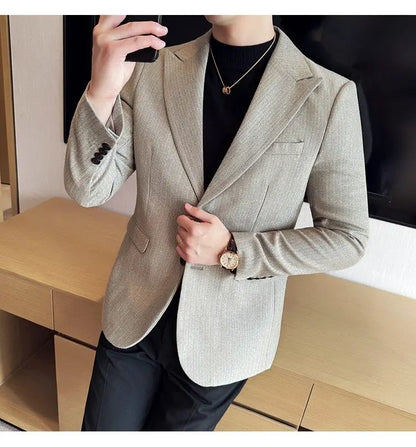 Men's Blazer Single Breasted Slim Fit Korean Style Casual Suit Jacket
