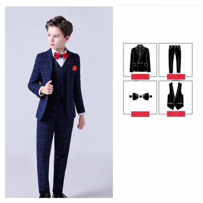 School Kids Piano Host Performance Suit Set Flower Boys Wedding Dress Spring Children's Birthday Party Photography Costume