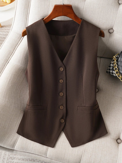 Single-Breasted Layered Suit Vest for Women Suitable for Spring and Autumn Can Be Worn as an Inner or Outer Layer Stylish Off