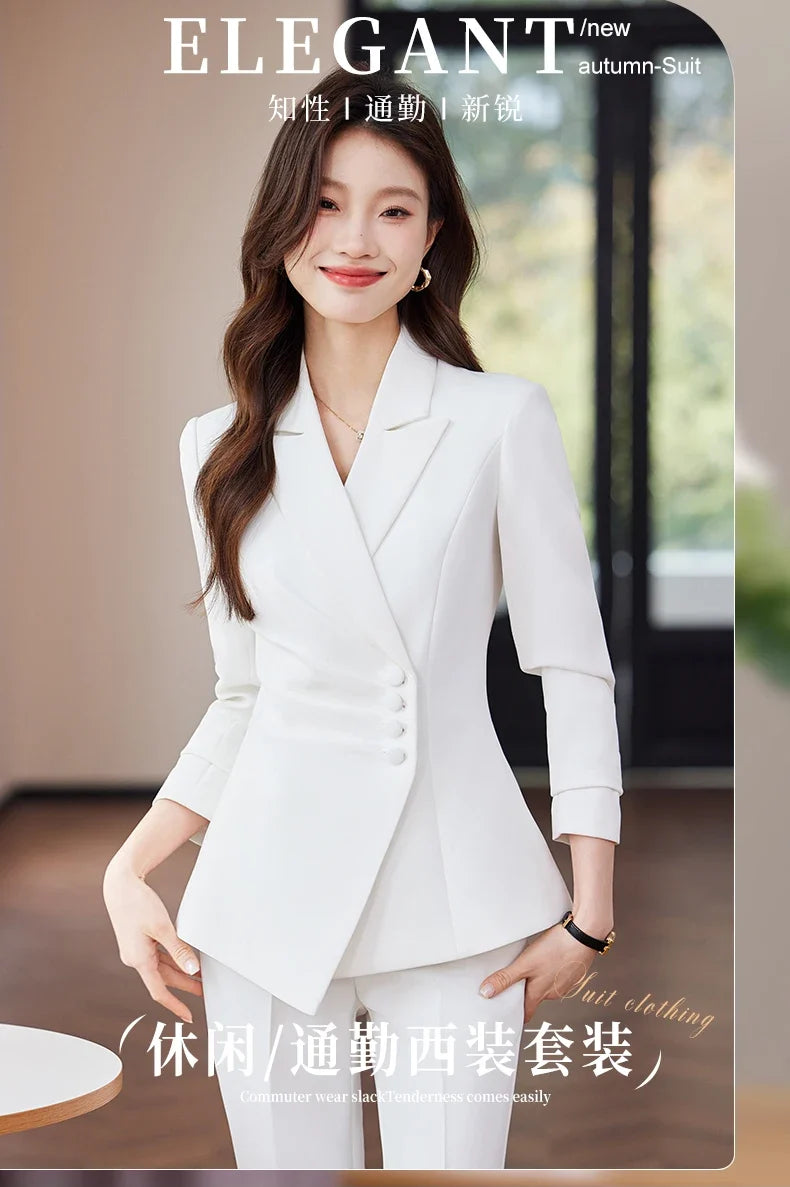 Fashionable Business Women's Clothing, Boutique Long-Sleeved Two-Piece Pants + Blazer, New Style in 2025