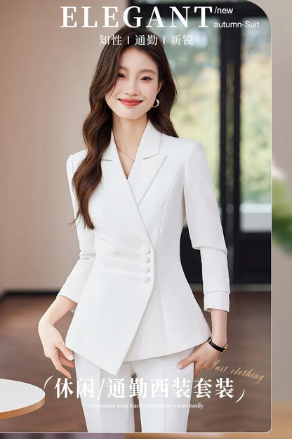 Fashionable Business Women's Clothing, Boutique Long-Sleeved Two-Piece Pants + Blazer, New Style in 2025