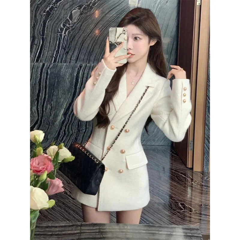 Plus Size Woolen Suit Jacket Korean Style Waist-Cinching Rich Girl Little Fragrance Style Spring 2025 Women's Fashion Coat