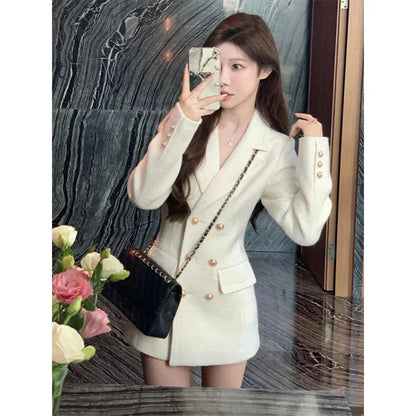 Plus Size Woolen Suit Jacket Korean Style Waist-Cinching Rich Girl Little Fragrance Style Spring 2025 Women's Fashion Coat