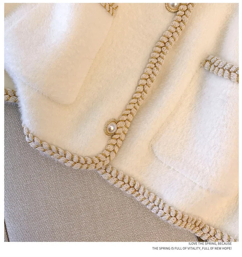 Spring And Autumn Annals Female New V-neck Knitted Mink Velvet Vest Women Xiaoxiangfeng Sweater V-neck Vest Shoulder Tops Jacket