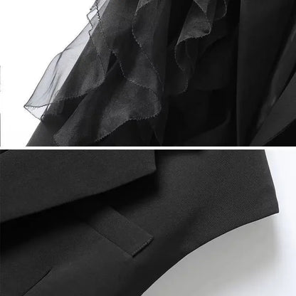 Women's Suit Vest Jacket With Lining 2026 Summer Korean Black Loose Casual Sleeveless Ladies Vest  Splicing Lady Suit Waistcoat
