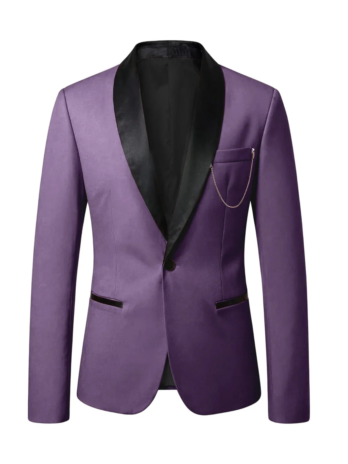 Men's Slim Fit Tuxedo Blazer Satin Shawl Collar One Button Formal Business Suit Jacket for Wedding Prom Party For Spring Summer