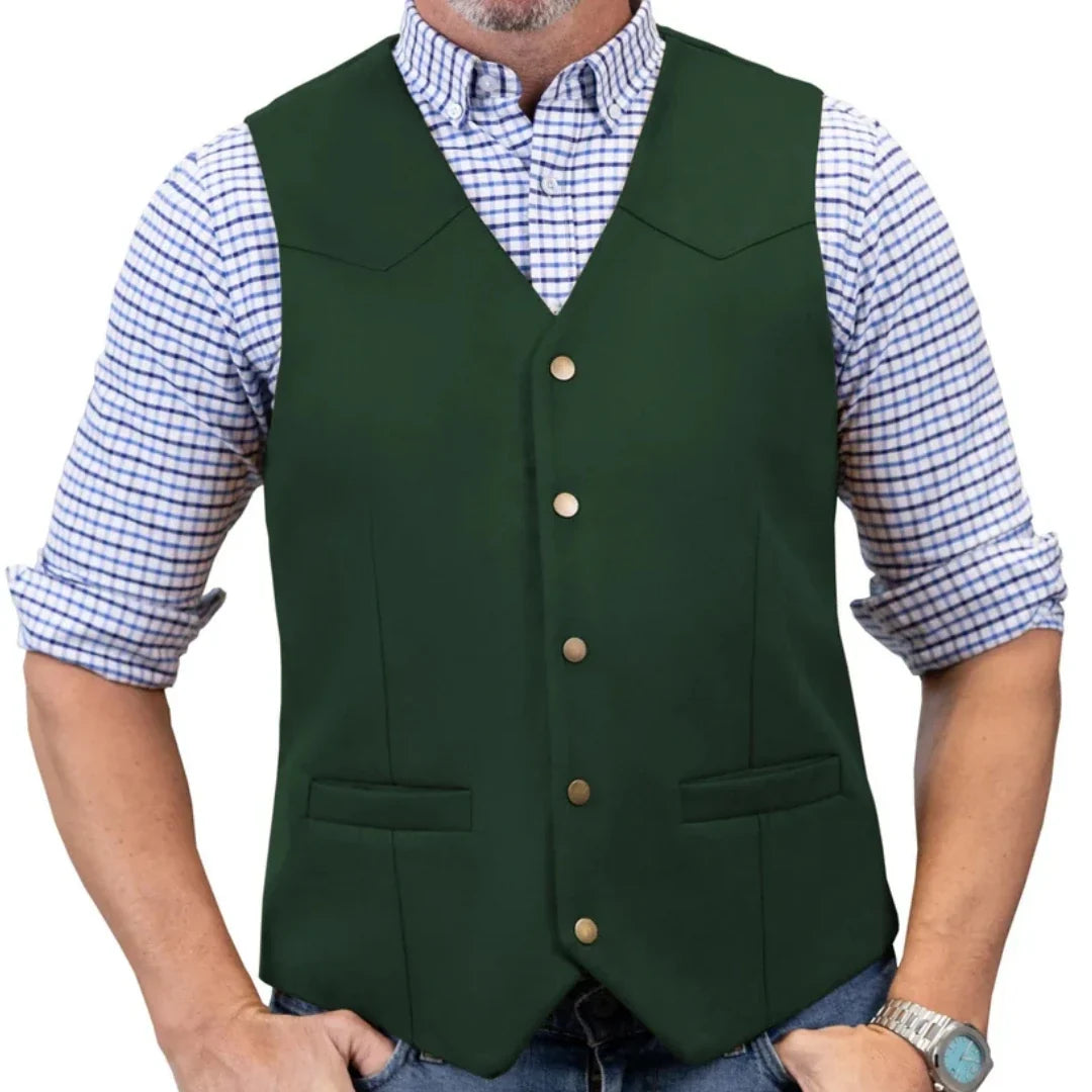 Men's Vest Single Button V-Neck Waistcoat in Gold Suede Velvet for Weddings & Formal Events