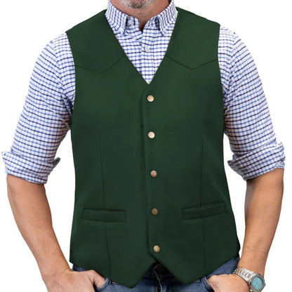 Men's Vest Single Button V-Neck Waistcoat in Gold Suede Velvet for Weddings & Formal Events