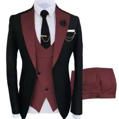 Jacket Pant Vest Set 3 Pieces Slim Fit Men's Tuxedo Suits Formal Business Groom Costume for Wedding Party Prom