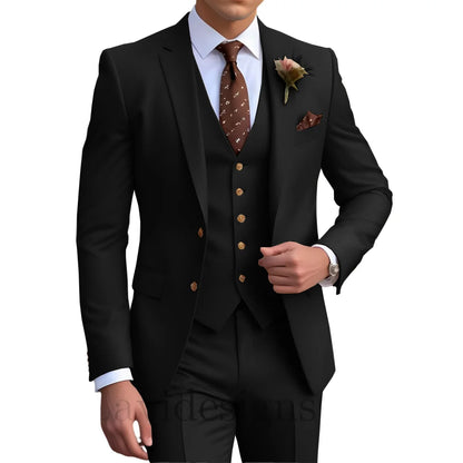 Elegant Men's Wedding Tuxedo Slim Blazer Pants Vest 3 piece Suit XS-5XL Custom Youth Suit 2025 New Style Suits