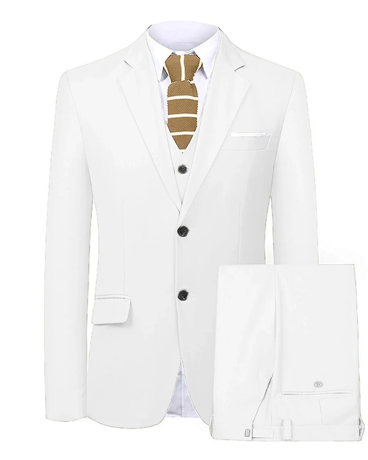 Men's 3 Pieces Suit Two Buttons Notch Lapel Jacket Waistcoat and Trousers Dinner Wedding Tuxedos Slim Fit Formal Business Suits