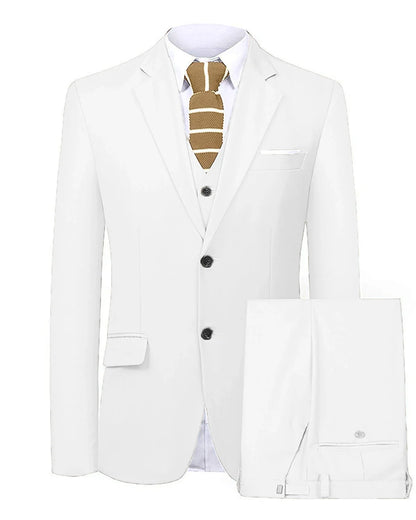 Men's 3 Pieces Suit Two Buttons Notch Lapel Jacket Waistcoat and Trousers Dinner Wedding Tuxedos Slim Fit Formal Business Suits