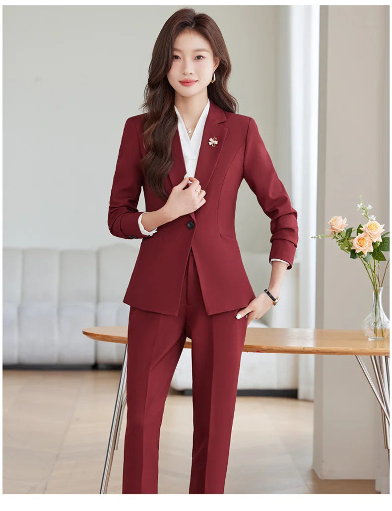 2026 Professional Womens Autumn and Winter New Two-Piece Long-Sleeved Suit + Trousers. Fashion Boutique Suit
