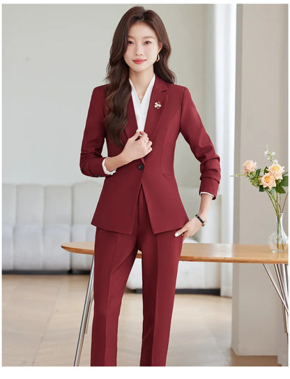 2026 Professional Womens Autumn and Winter New Two-Piece Long-Sleeved Suit + Trousers. Fashion Boutique Suit
