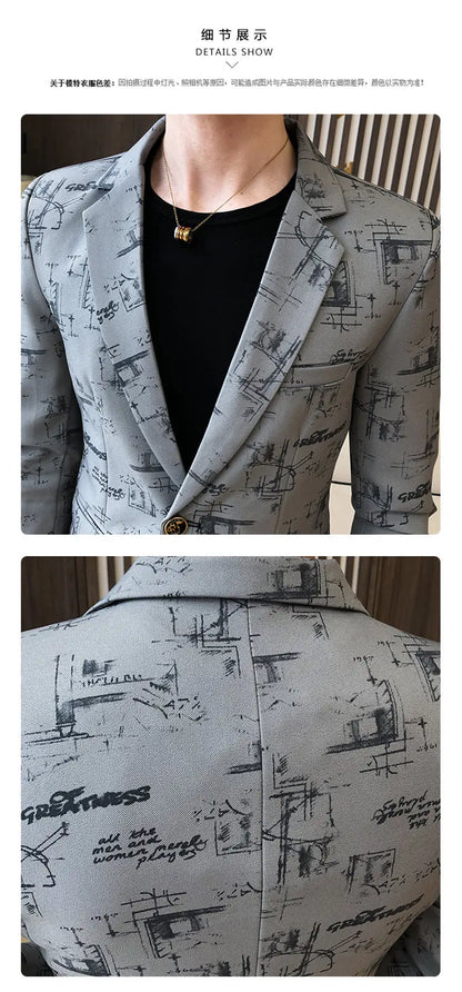 Blazer Men's Fashion Outdoor Travel Gentleman Wedding Slimming Business Versatile Trendy Casual Korean-style Formal Wear Blazer