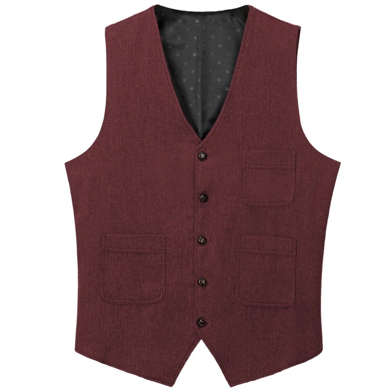 Men's Vest Herringbone Single Button Waistcoat for Wedding Business Casual