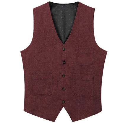Men's Vest Herringbone Single Button Waistcoat for Wedding Business Casual