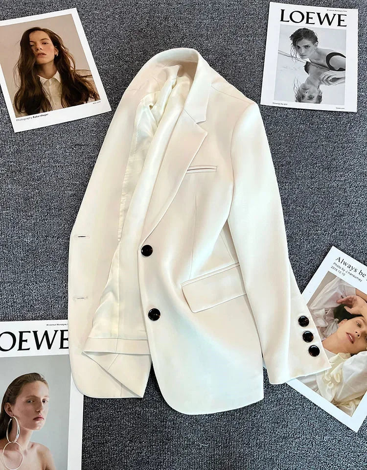 Elegant Office Lady Blazers for Women 2025 Fashion Long Sleeve Single Button Blazer Coats Female Top Suit Jackets Outerwears