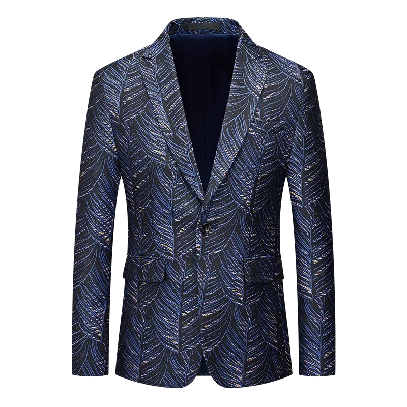 Men's Jacquard Blazer Slim Fit Single Breasted Smart Casual & Formal Wedding Jacket