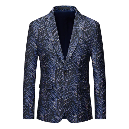 Men's Jacquard Blazer Slim Fit Single Breasted Smart Casual & Formal Wedding Jacket