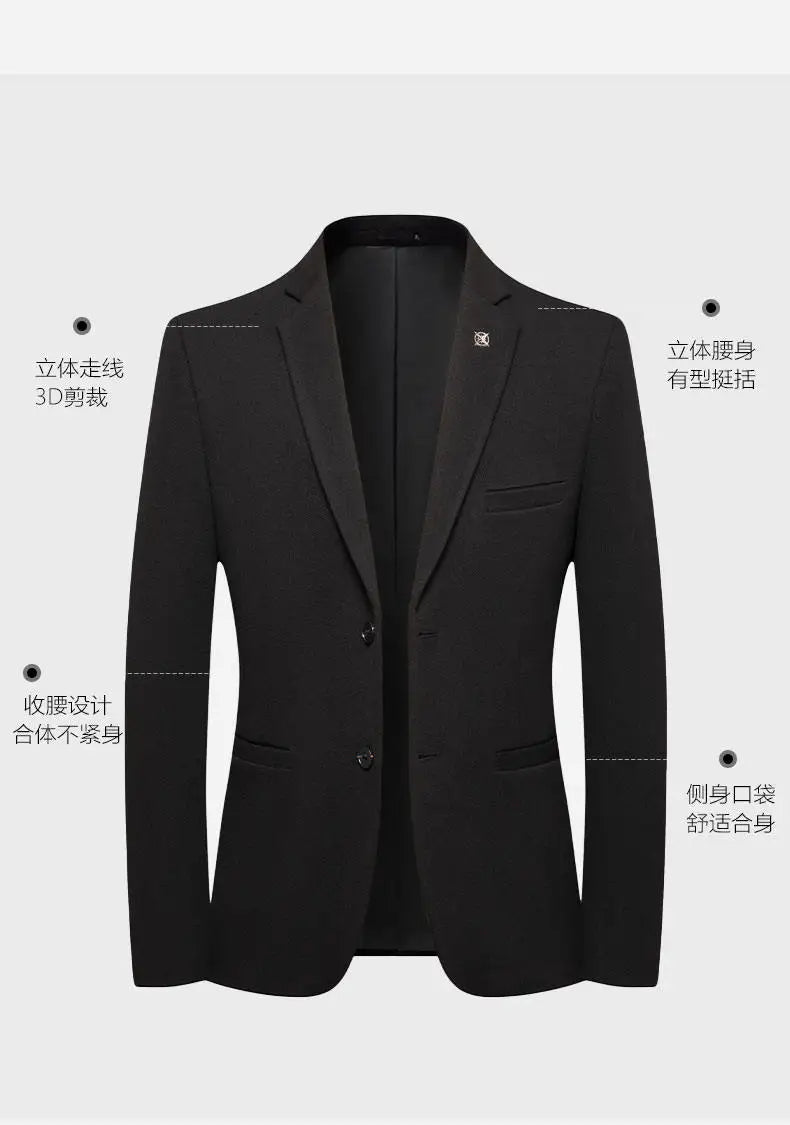 Blazer's New Men's Fashion Outdoor Travel Solid Color, Youthful Wedding, Hosting, Campus Slimming, Casual Korean Version Blazer