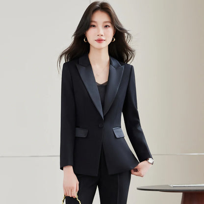 Elegant Chic Business Trousers Blazer Suits Women Autumn New 2026 Commuter Jackets and Pants Sets 2 Piece Outfit Black
