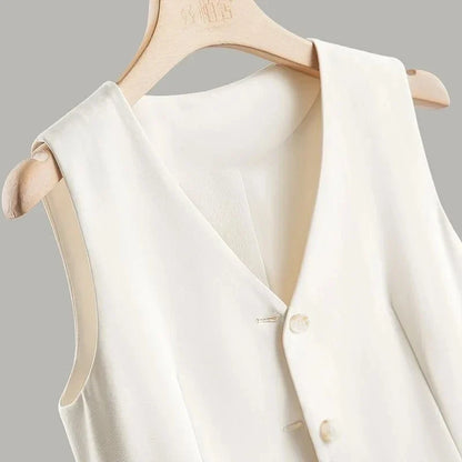 2024 NEW Spring Summer Women's Blazer Vests Korean Slim Sleeveless Jacket Fashion Commuting Office Female Vest Short Waistcoat