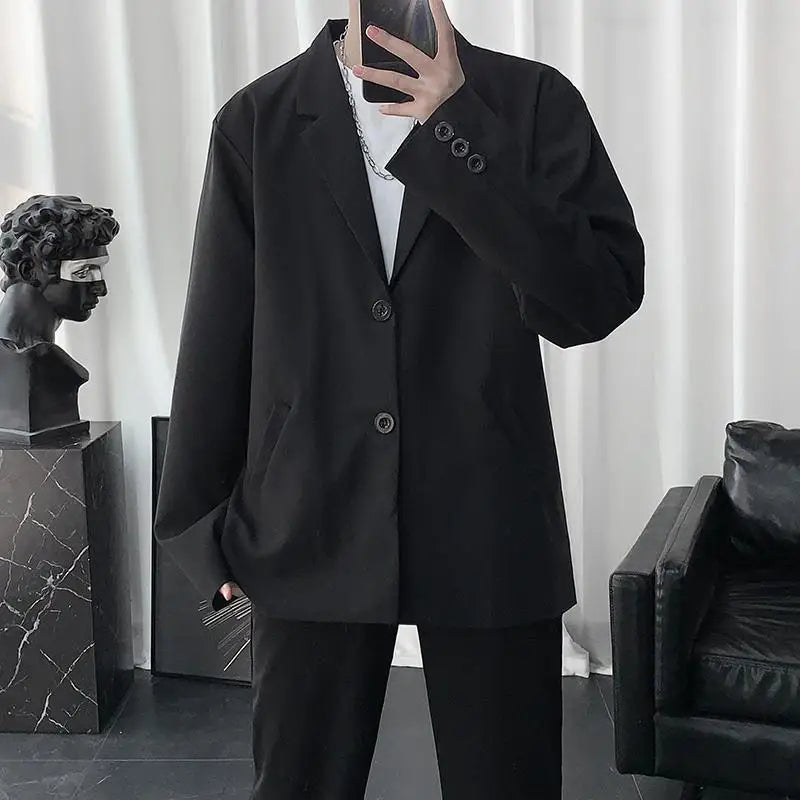 Men Korean Style Casual Blazer 2026 Spring Autumn Wrinkle Free Trendy Ins Couple Jacket Fashion Suit Coat