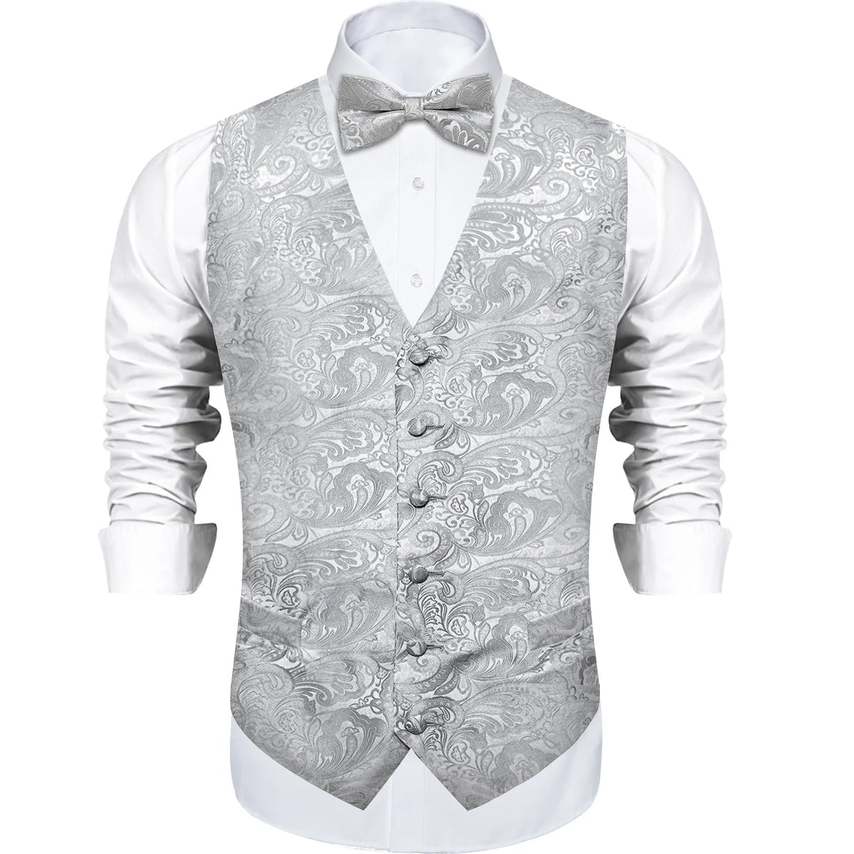 Men's Suit Vest Bow Tie Set – Formal Waistcoat with Necktie and Pocket Square for Weddings