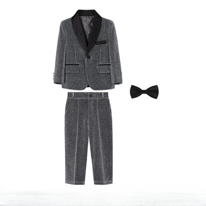 Glitter Boys Shawl Lapel Suits 3 Pieces Stage Performance Outfit,Handsome Smart Kids Suit Set For Birthday Party 90-170cm