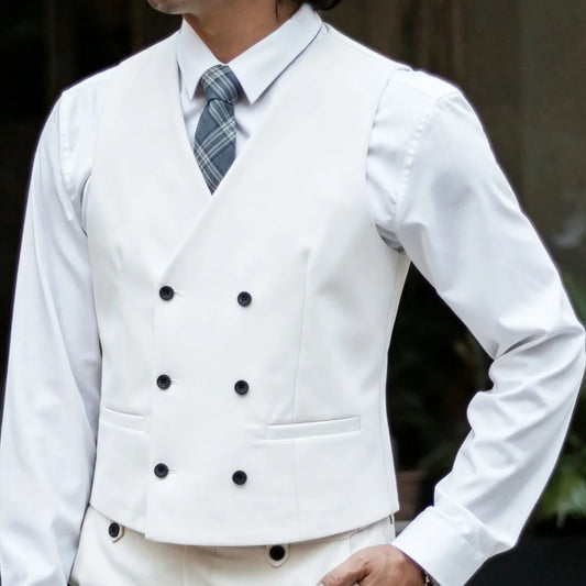 Men's Vest Double Breasted Formal Waistcoat for Weddings & Business