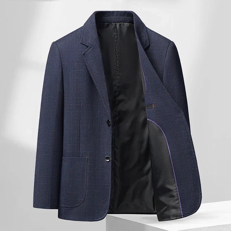 Men's Smart Casual Blazer Single Breasted Checkered Suit Jacket
