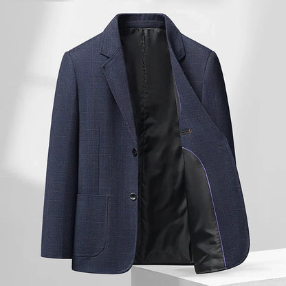 Men's Smart Casual Blazer Single Breasted Checkered Suit Jacket