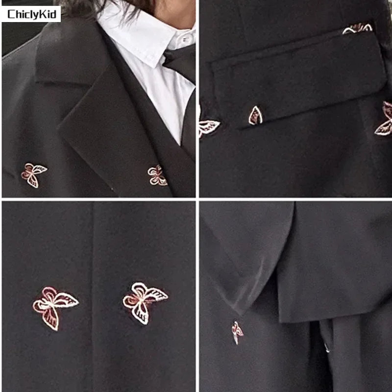 Boys Loose Blazer Jacket Waistcoat Pants Clothes Sets Kids Formal Dress  Suits Casual Child Toddler Party Butterfly Leisure Suit