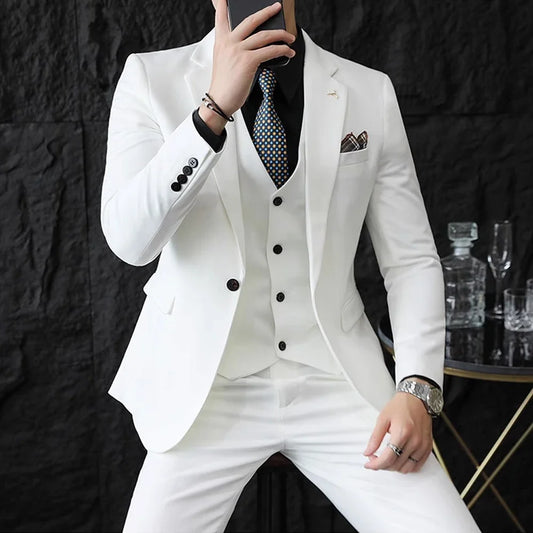 Men's Slim Fit 3-Piece Business Suit – Single Breasted Formal Wedding Set