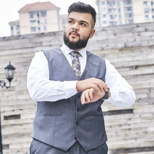 Men's Suit Vest Plus Size Single Breasted Waistcoat for Groom & Groomsmen – Wedding & Formal Wear