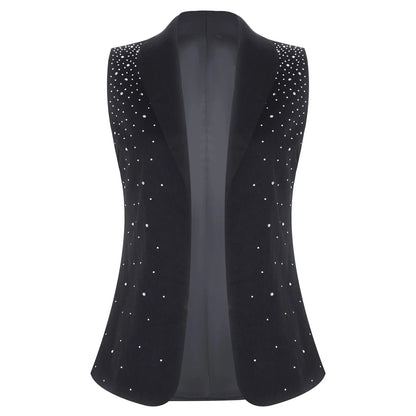 Women's Tassel Sleeveless Waistcoat Shiny Sequins Vest Glitter Fashion Open Front Vests Disco Jazz Dance Music Festival Clubwear