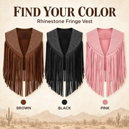 Women's Faux Suede Tassels Vest Waistcoat Western Cowgirl Hippie Costume Sleeveless Fringed Waistcoat for Halloween Party Outfit