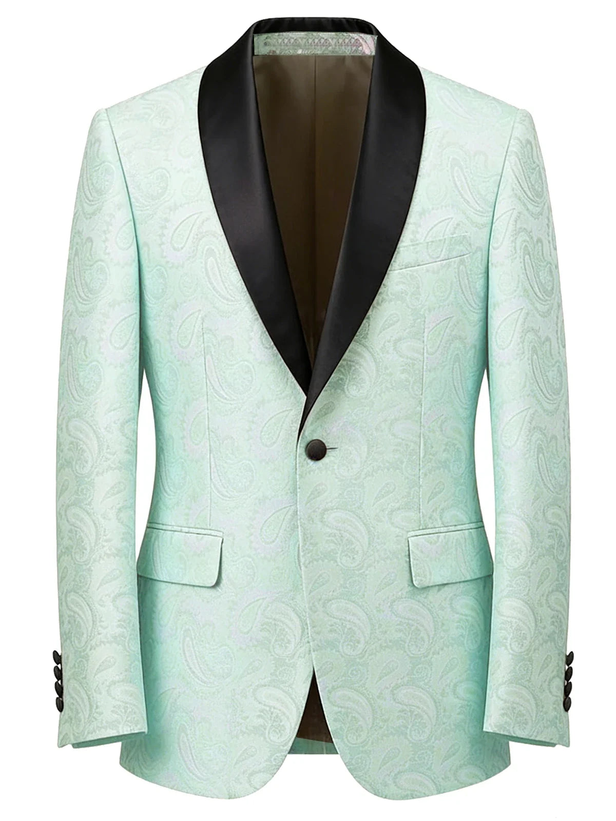 Men's Tuxedo Blazer Paisley Jacquard Shawl Lapel Single Button Slim Fit Jacket for Wedding Party Prom
