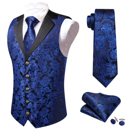 Men's Jacquard Floral Vest & Bowtie Set for Wedding & Formal Events – Yellow