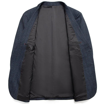 Men's Smart Casual Striped Blazer – Blue, Spring Autumn Business Wear