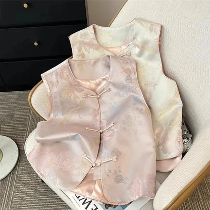 Retro Ladies Leisure Cardigan Vest Outwear 2025 High-end Female Sleeveless Coat Spring Autumn Women Fashion Waistcoat Jacket