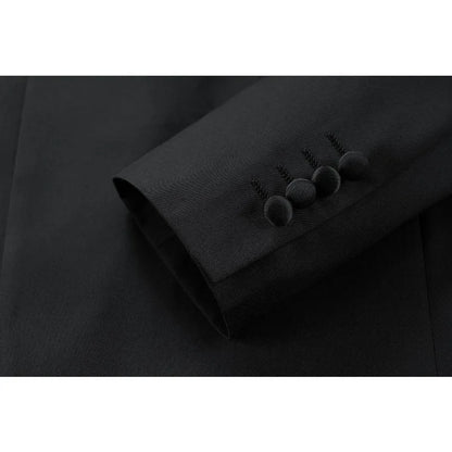 KIDWHXR Men Blazer British Style Solid Color Patchwork Turn Down Collar Male Suit Coat Single-breasted Wedding Man Outerwear