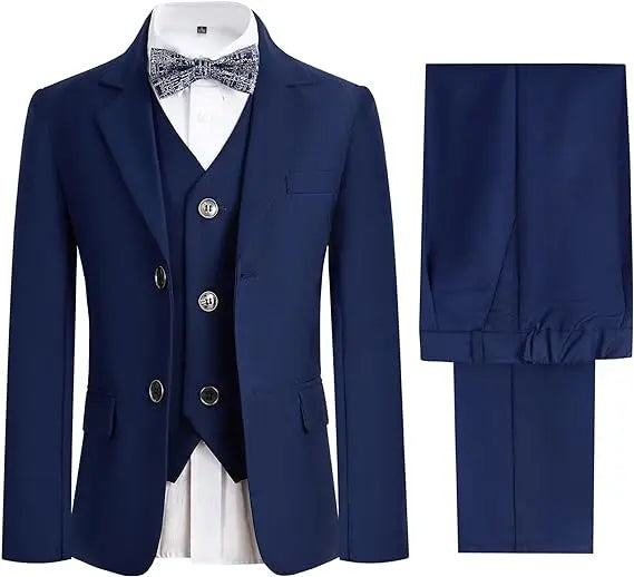4Pieces/Set Jacket Vest Pants Bowtie Child White Piano Violin Dress Gentleman Kids Slim Prom Suit Boys Dance Performance Costume