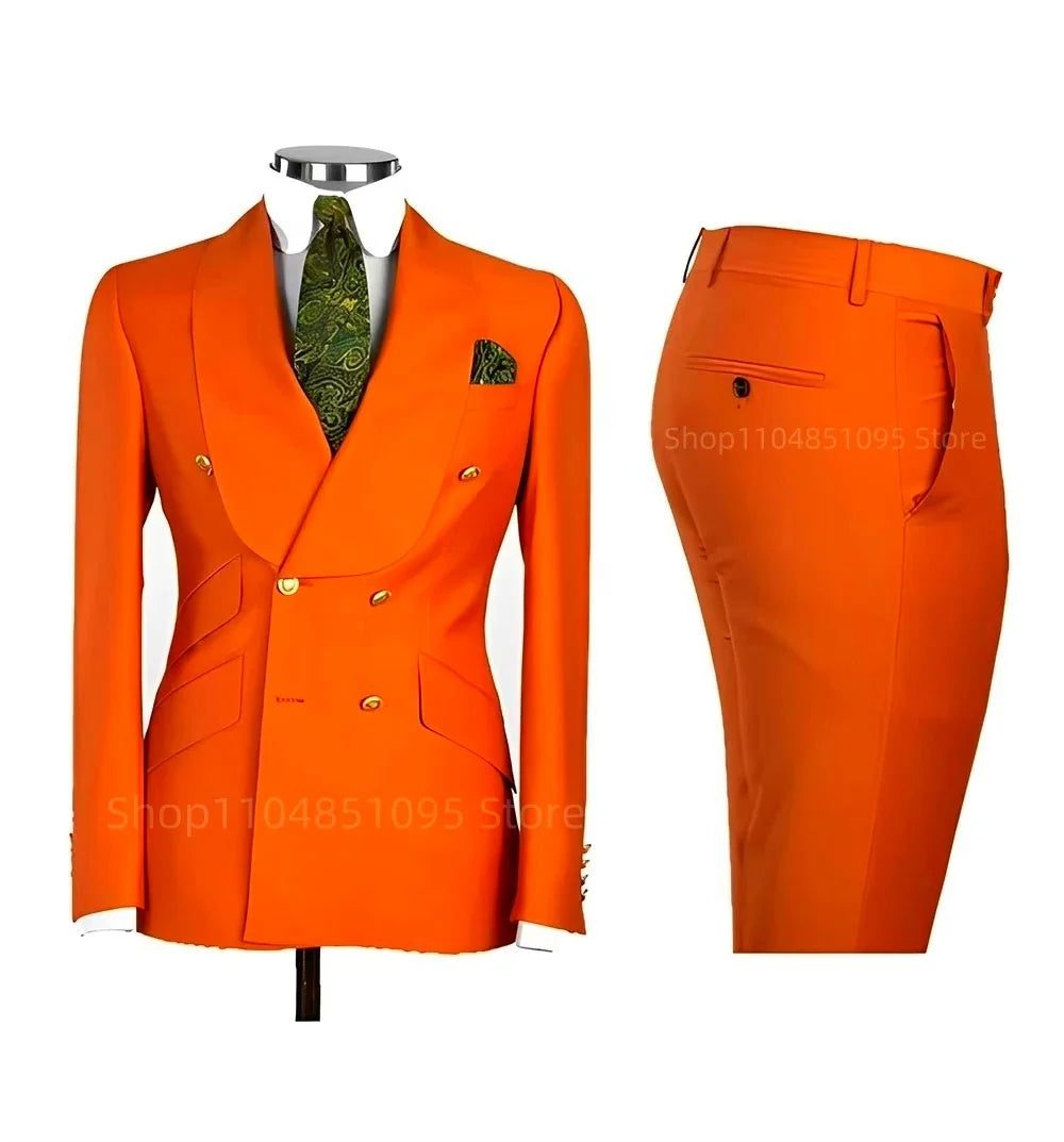 Solid Slim Fit 2 Piece Wedding Men's Tuxedos Formal Groom Suits with Shawl Lapel Blazer And Pants for Prom Party Best Man